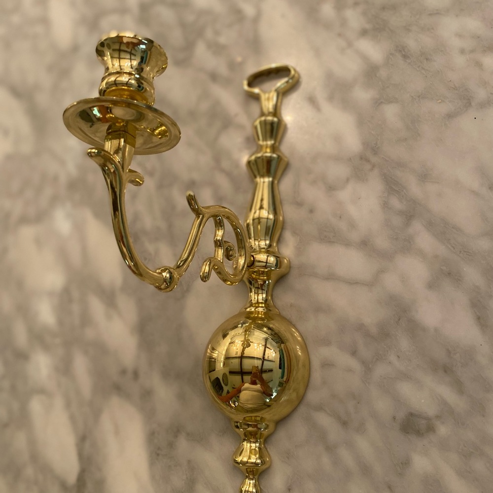 Brass Candlestick Holder Wallhanging 13” High
